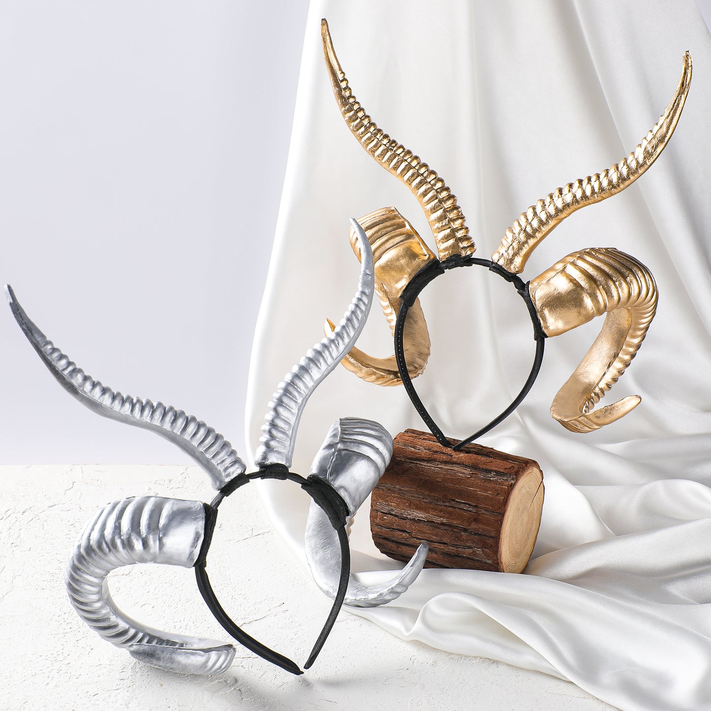 Silver Sheep Horns Headband