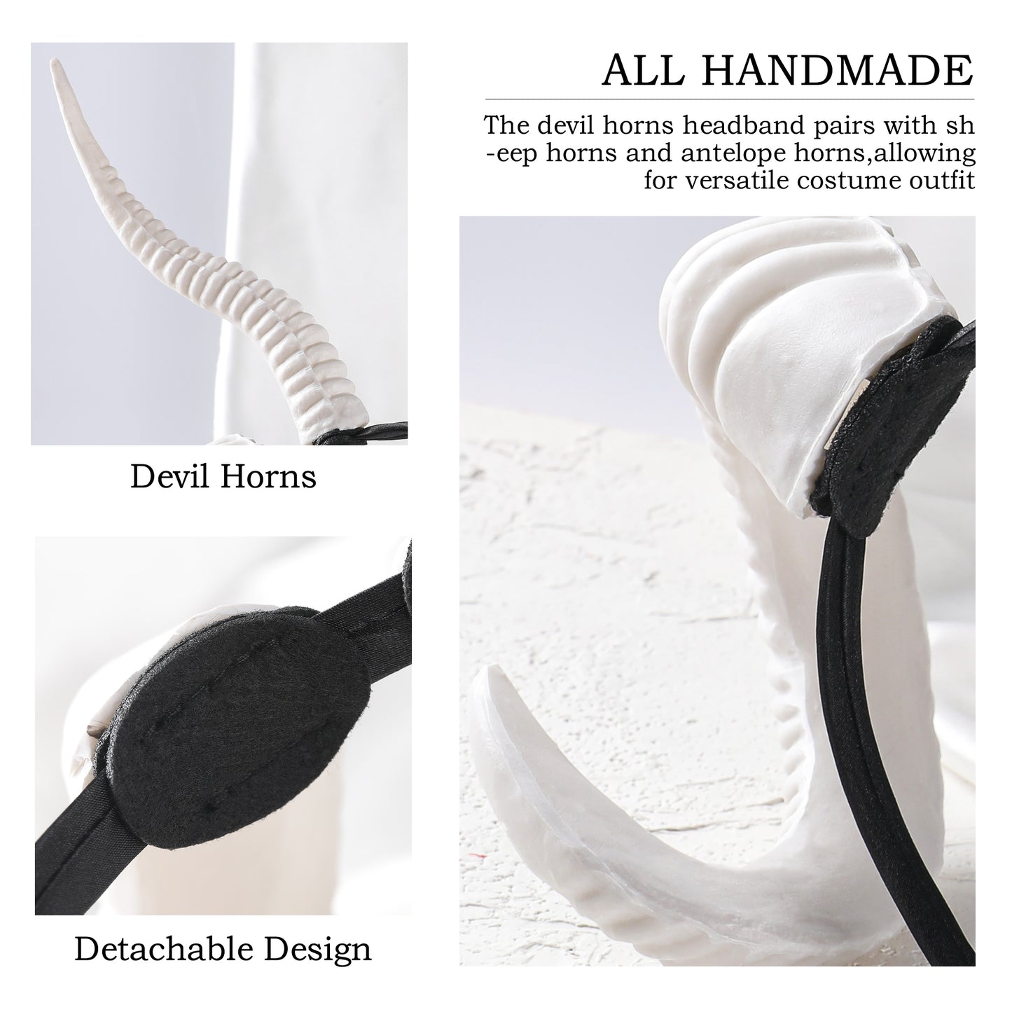 White Sheep Horns Headband