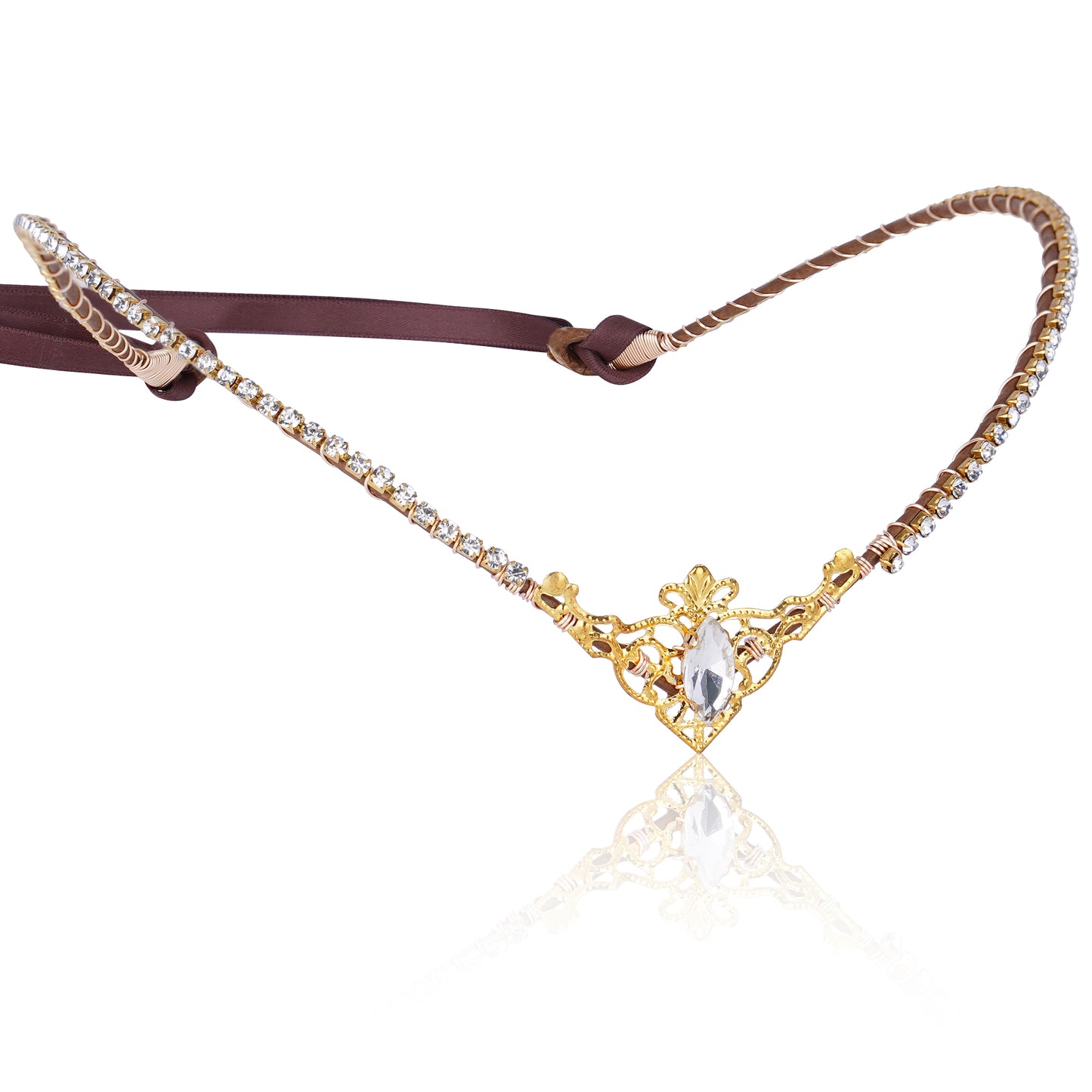 Handmade Gold Crystal Tiara: Princess White Rhinestone Fairy Crown Headband