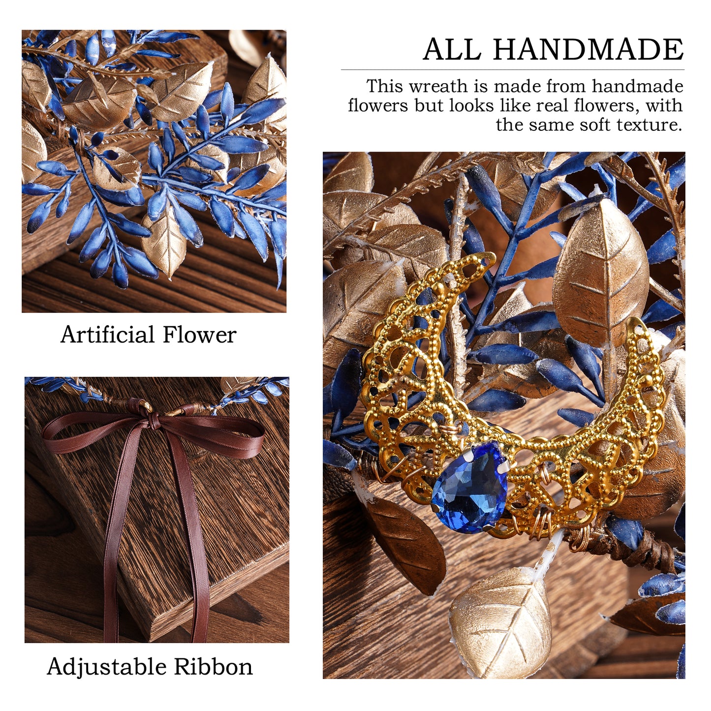 Handmade Woodland Fairy Crown - Elf Flower Headpiece Forest Floral Tiara