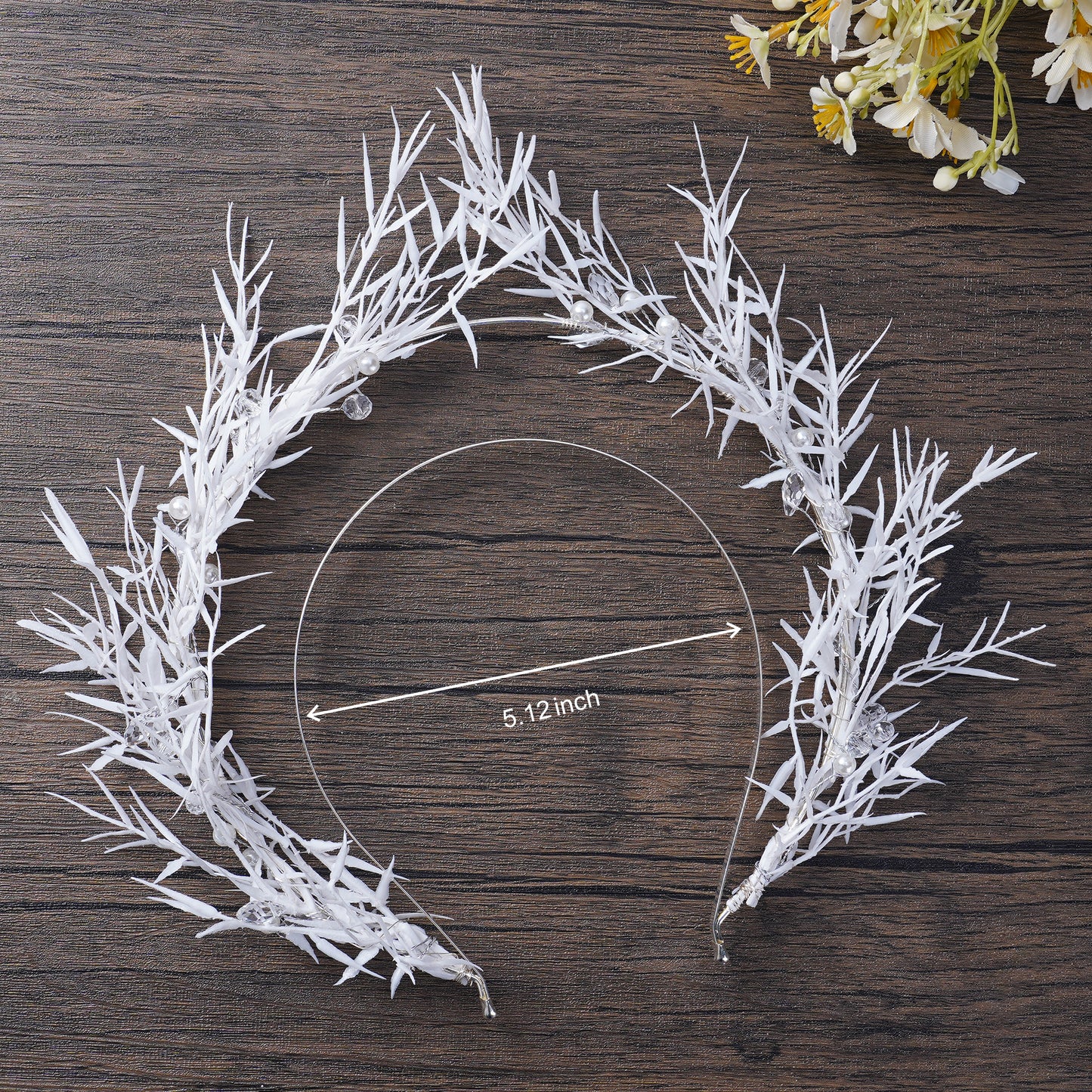 White Antler Headband: Green Leaves, Woodland Elf Crown, Renaissance Fae Ball