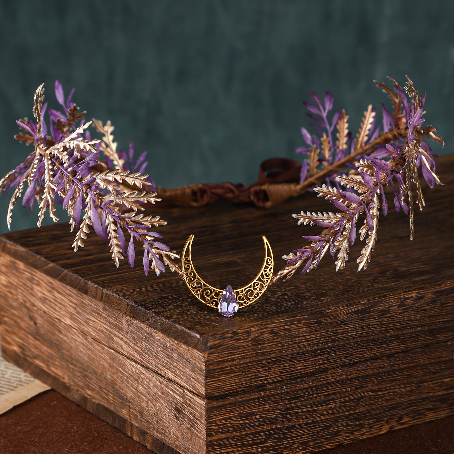 Handmade Gold Leaf Moon Crown