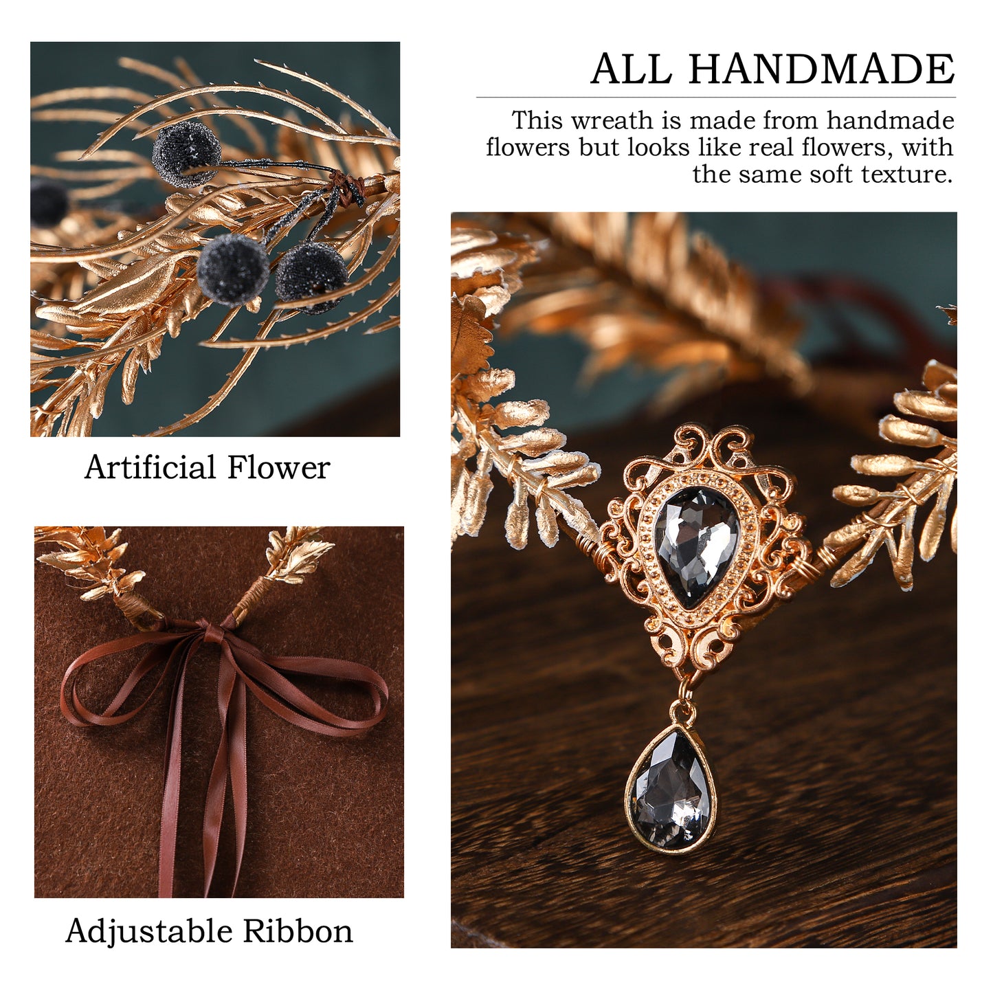 Celtic Fairy Elf Headband - Renaissance Golden Leaves Crown