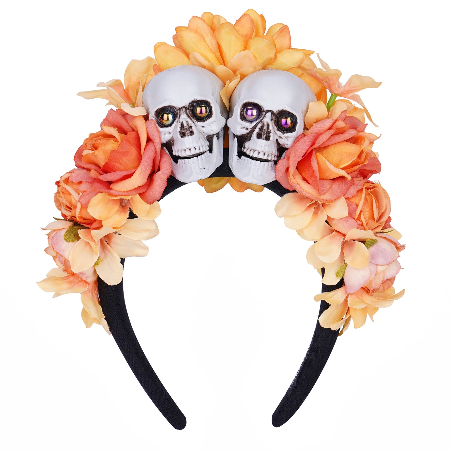 Orange Mexican Flower Headband: Skull Floral Hairband