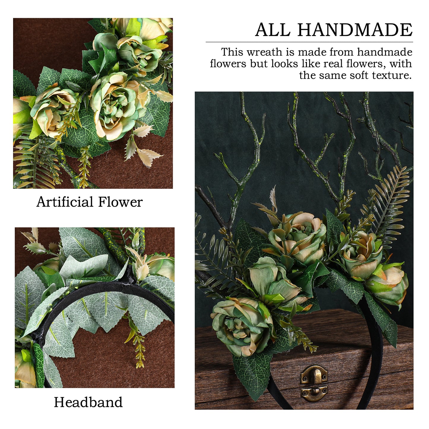 Green Branch Crown: Woodland Flower Headband