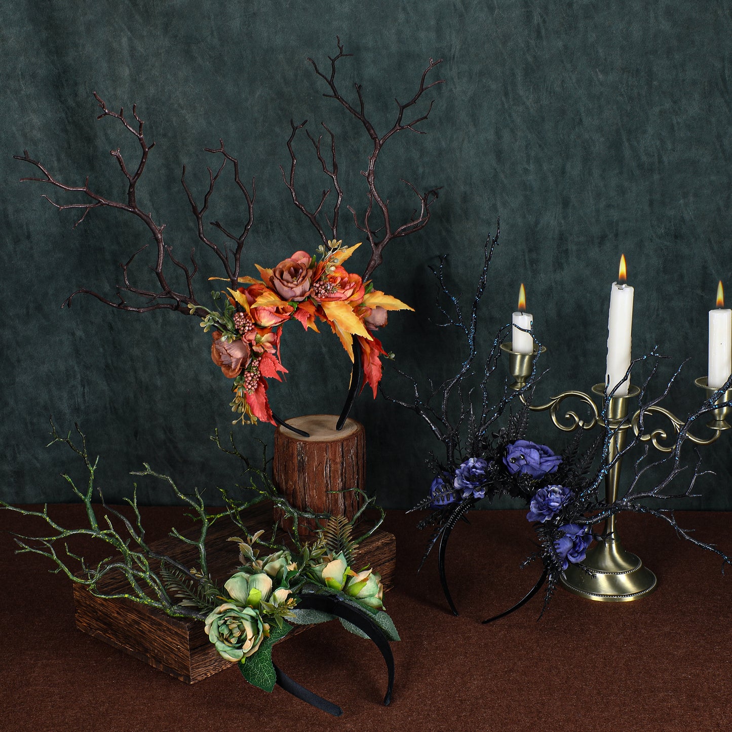 Green Branch Crown: Woodland Flower Headband