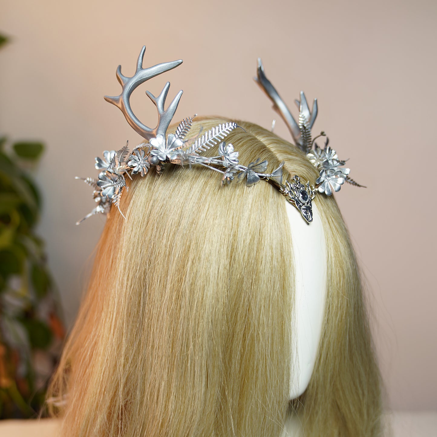 Handmade Silver Antler Elf Crown - Fairy Flower Headband