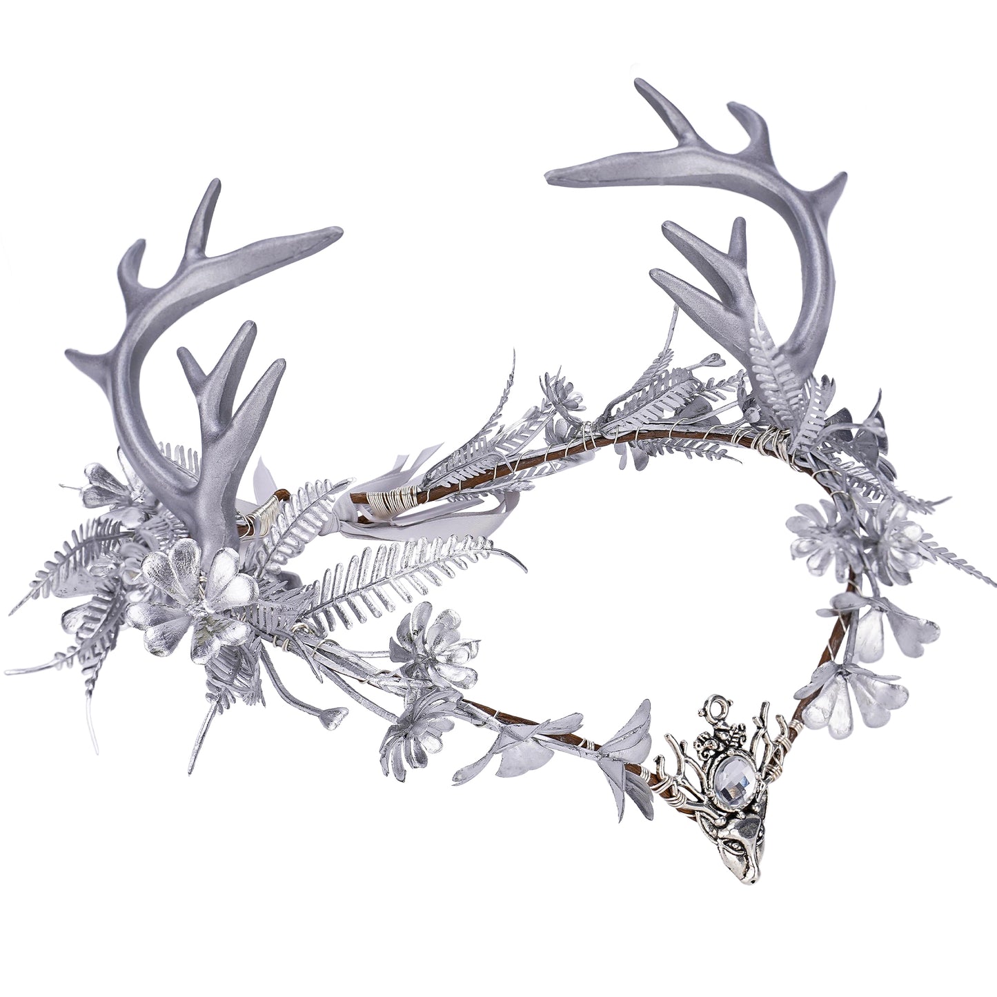 Handmade Silver Antler Elf Crown - Fairy Flower Headband