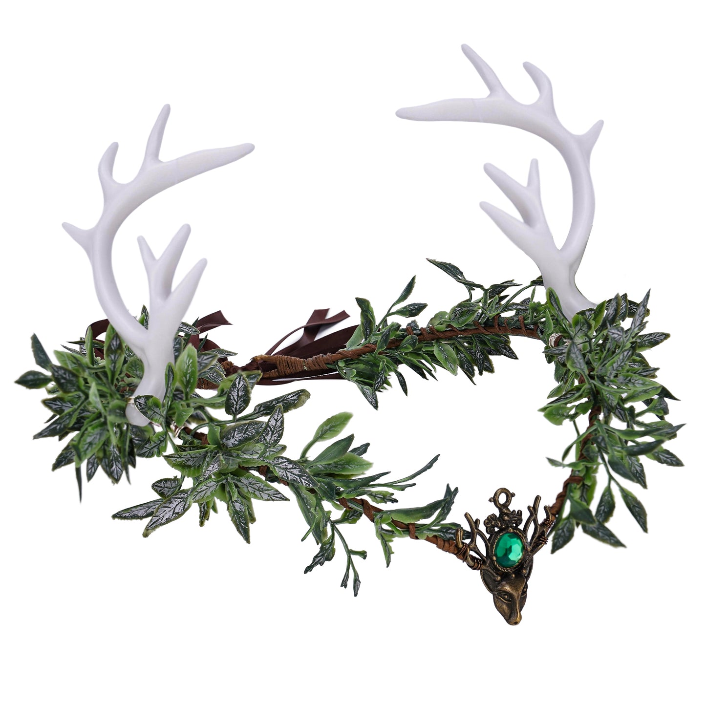 Handmade Green Fairy Antler Crown - Woodland Elf Crown