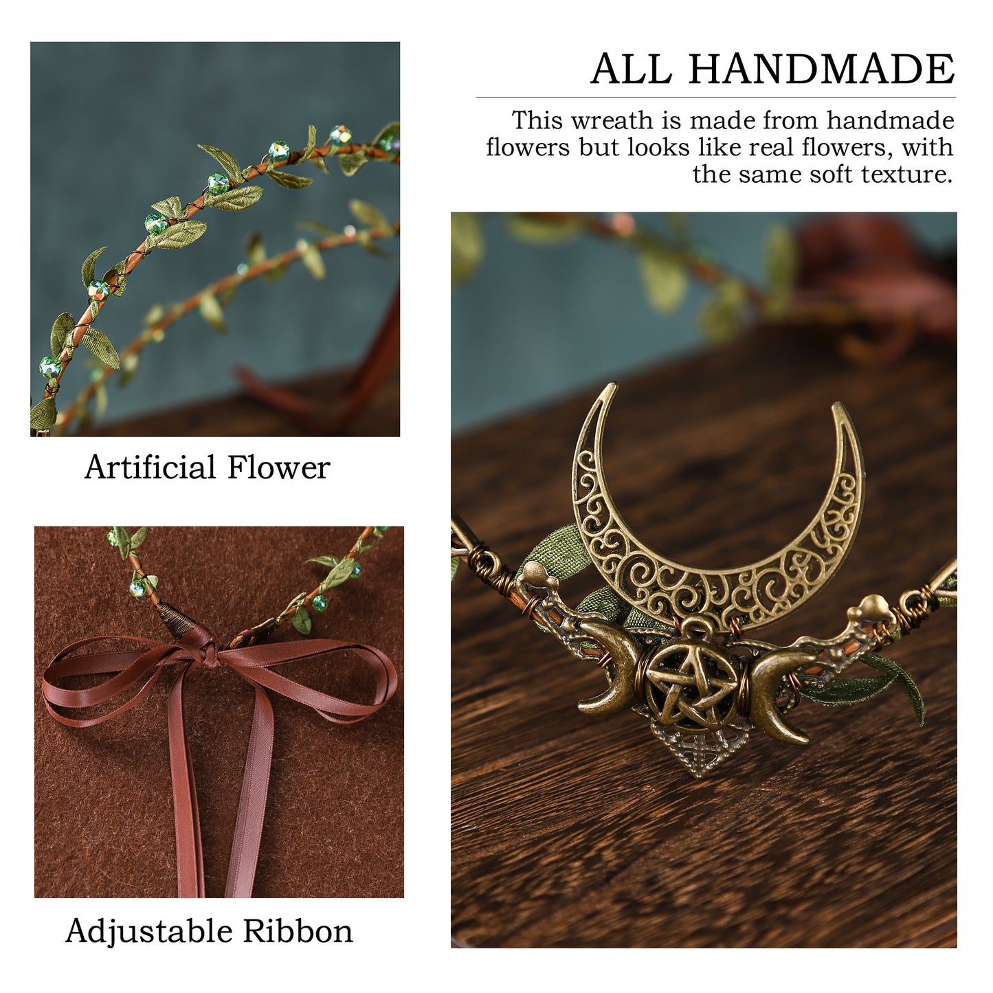 Handmade Moon Elf Crown - Elven Circlet Woodland Forest Headpiece