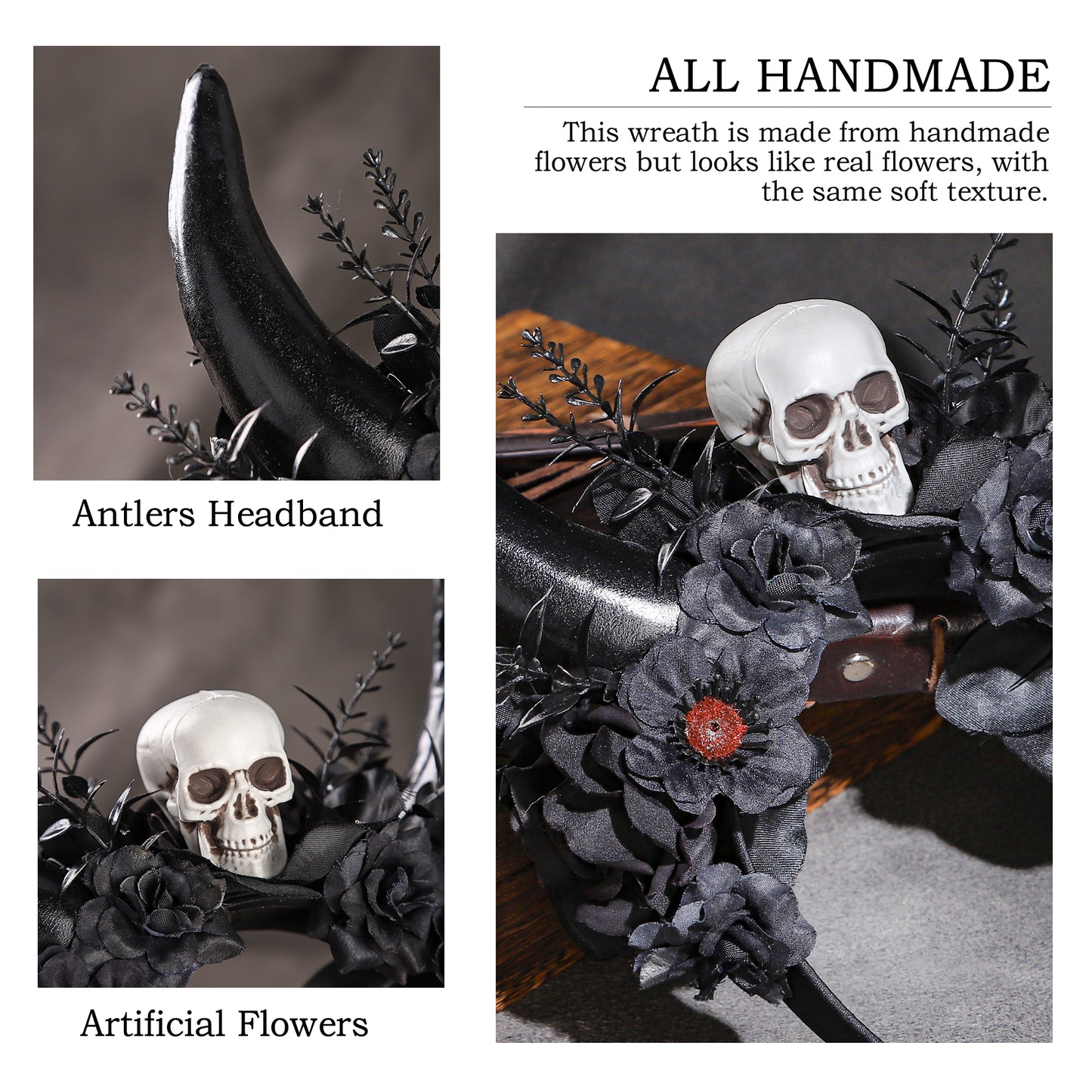 Handmade Black Ox Horn Headband - Gothic Halloween Headband