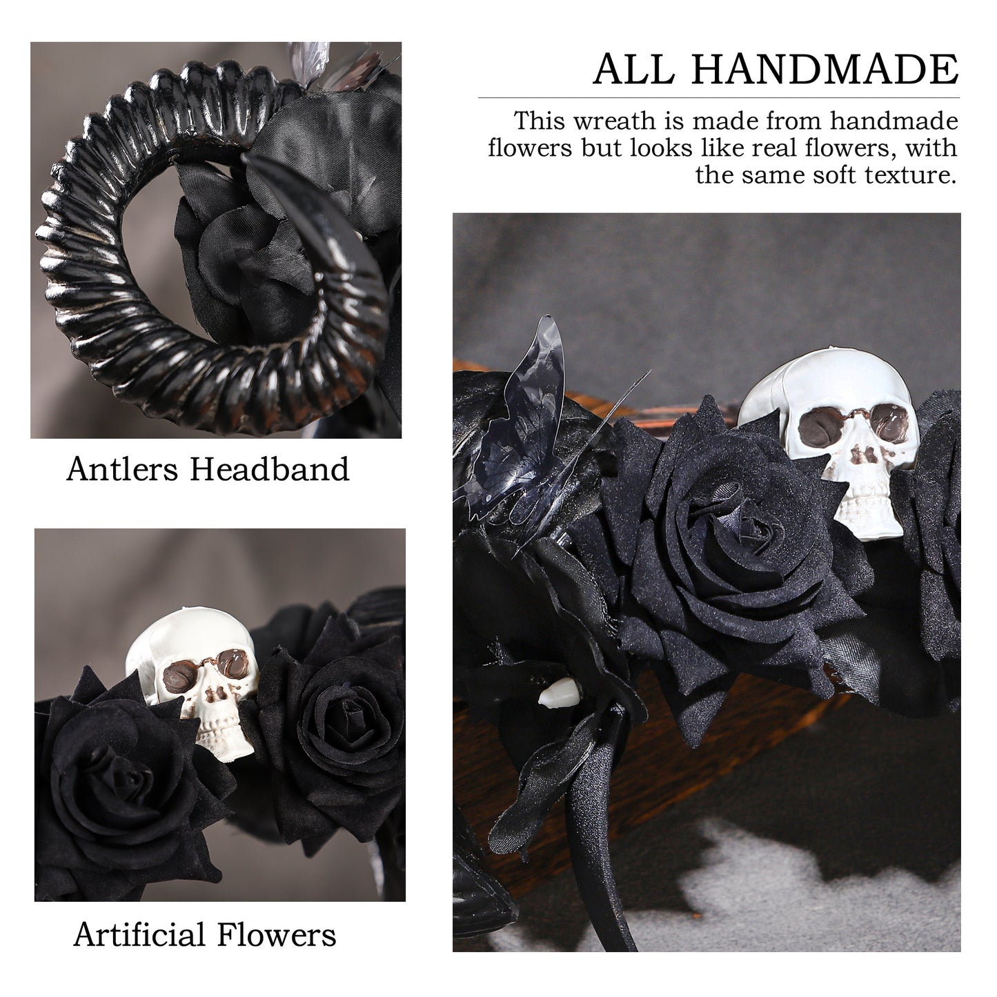 Handmade Black Sheep Horns Headband - Dark Halloween Hairband