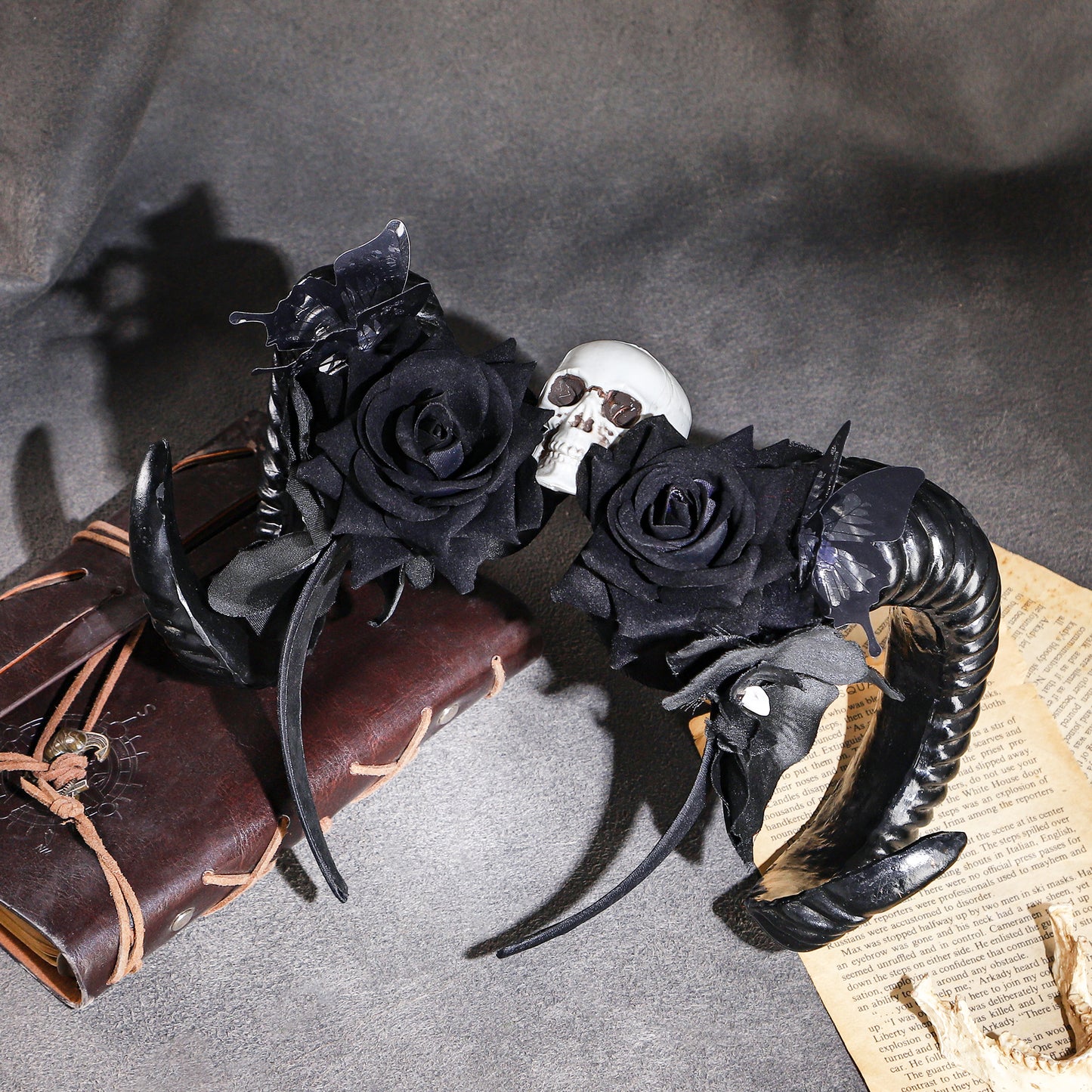 Handmade Black Sheep Horns Headband - Dark Halloween Hairband