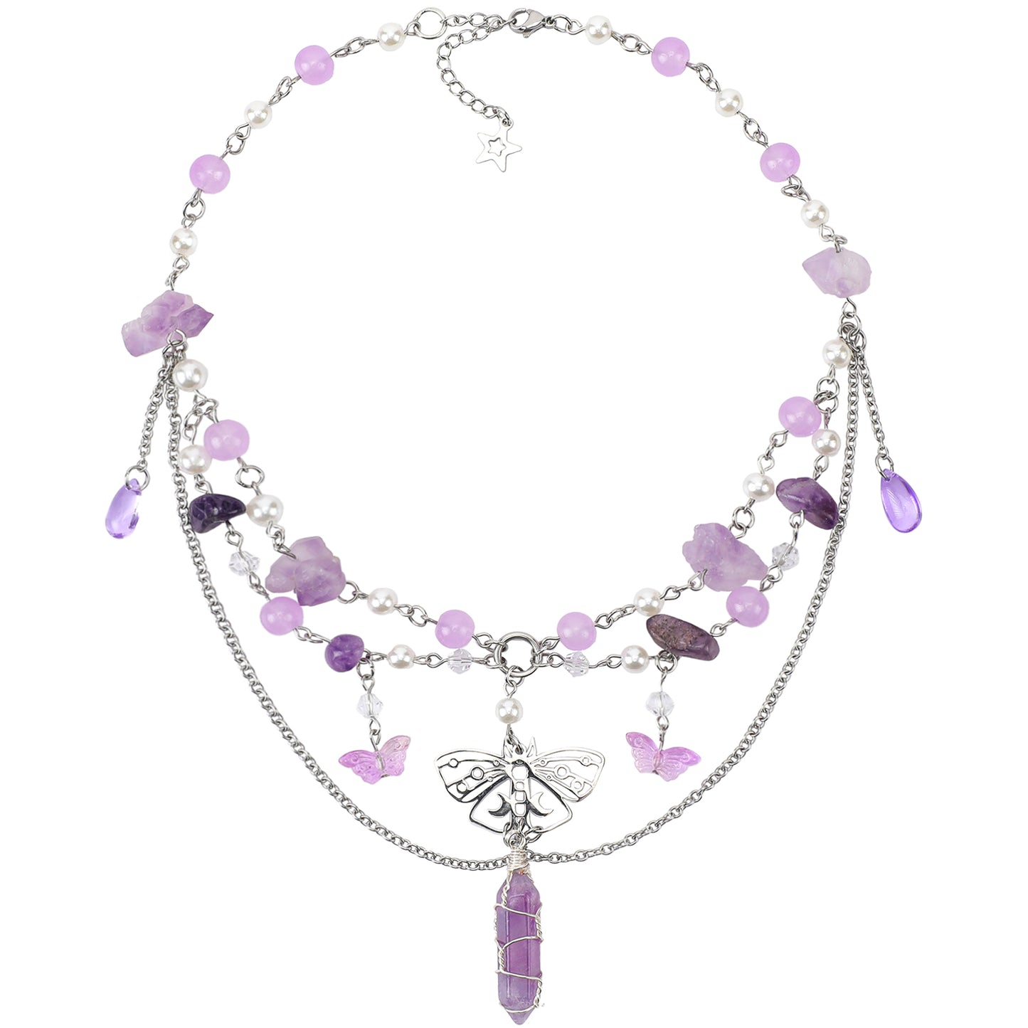 MOSTORY Purple Crystal Fairy Necklace