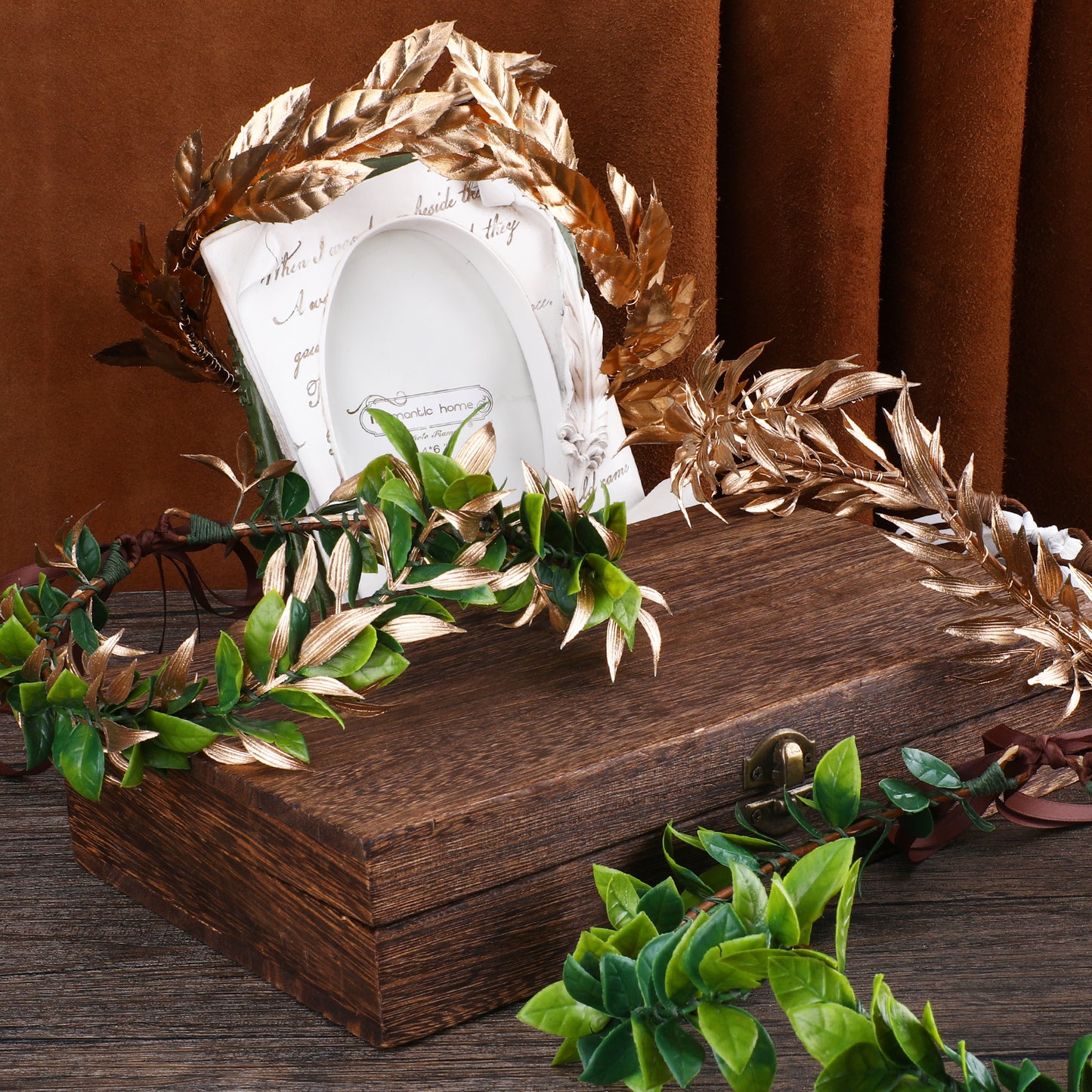 Handmade Gold Leaf Crown Headpiece: Greek God Headband