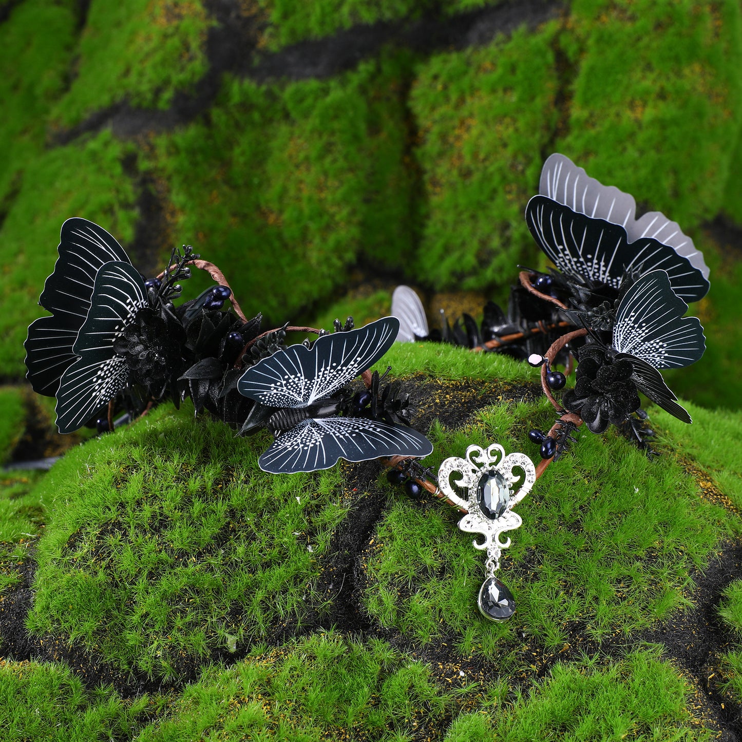 Dark Fairy Wings Crown: Woodland Elf Circlet, Butterfly Fascinator