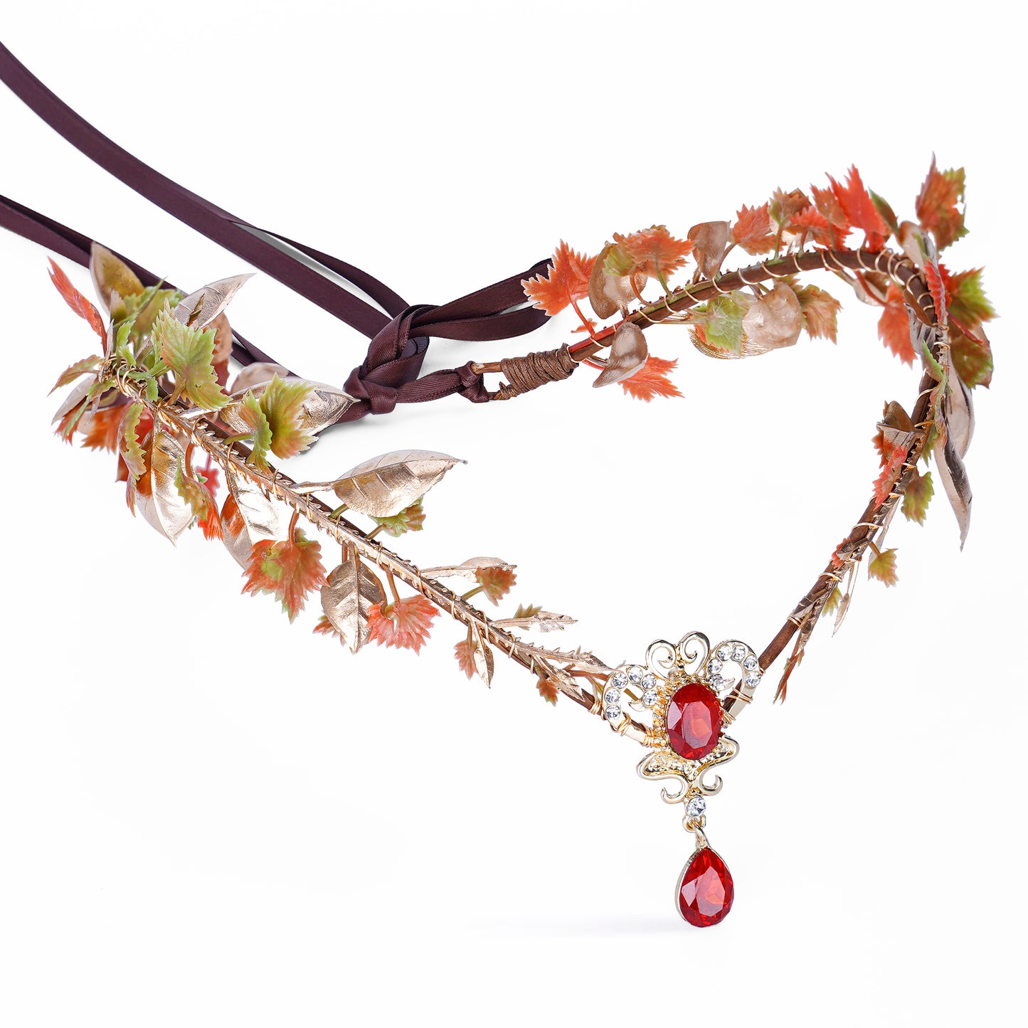 Handmade Red Maple Leaf Headband: Elf Vine Crown