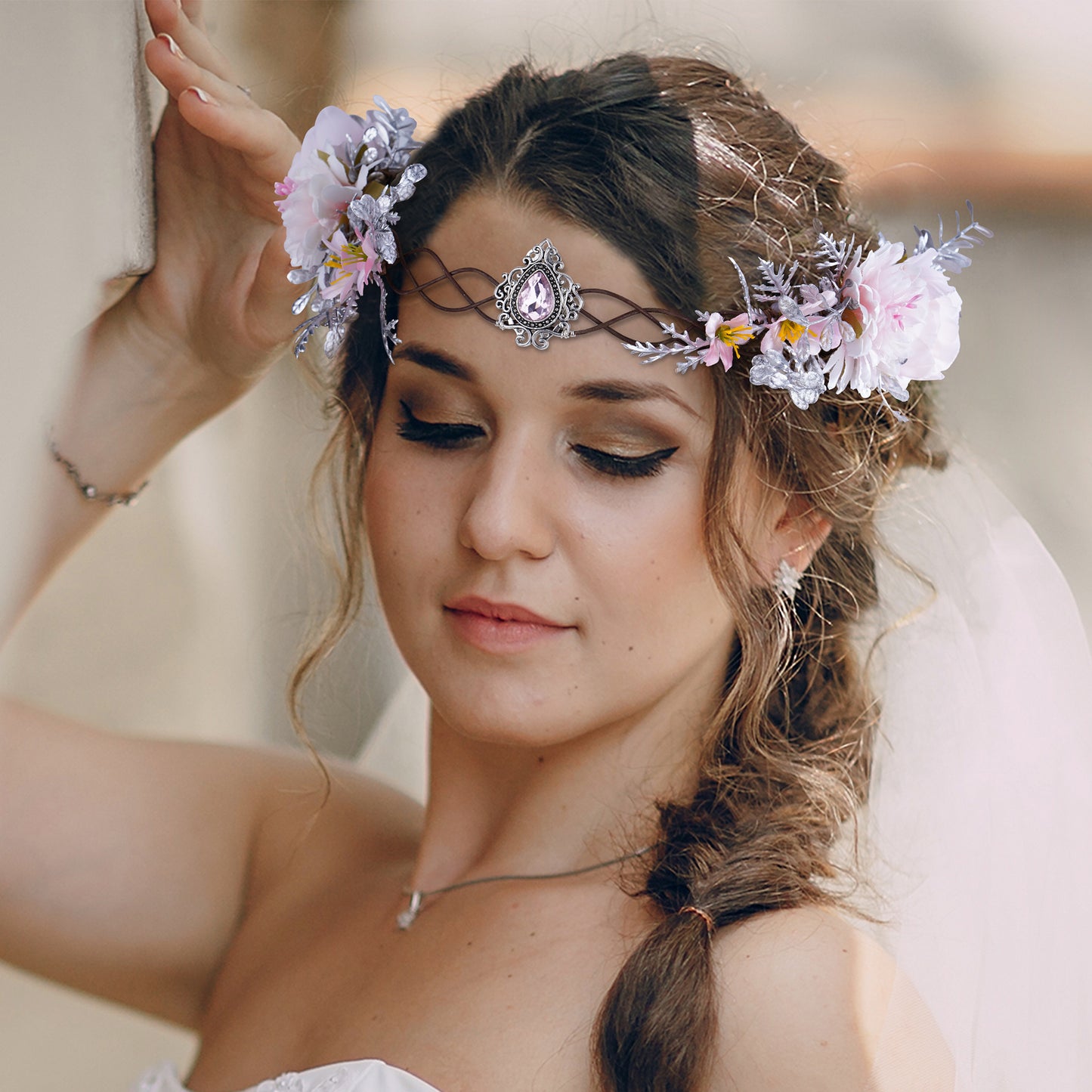 Pink Fairy Flower Crown: Floral Bridal Headpiece