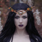 Moon Flower Crown Headpiece: Burgundy Floral Elf Circlet