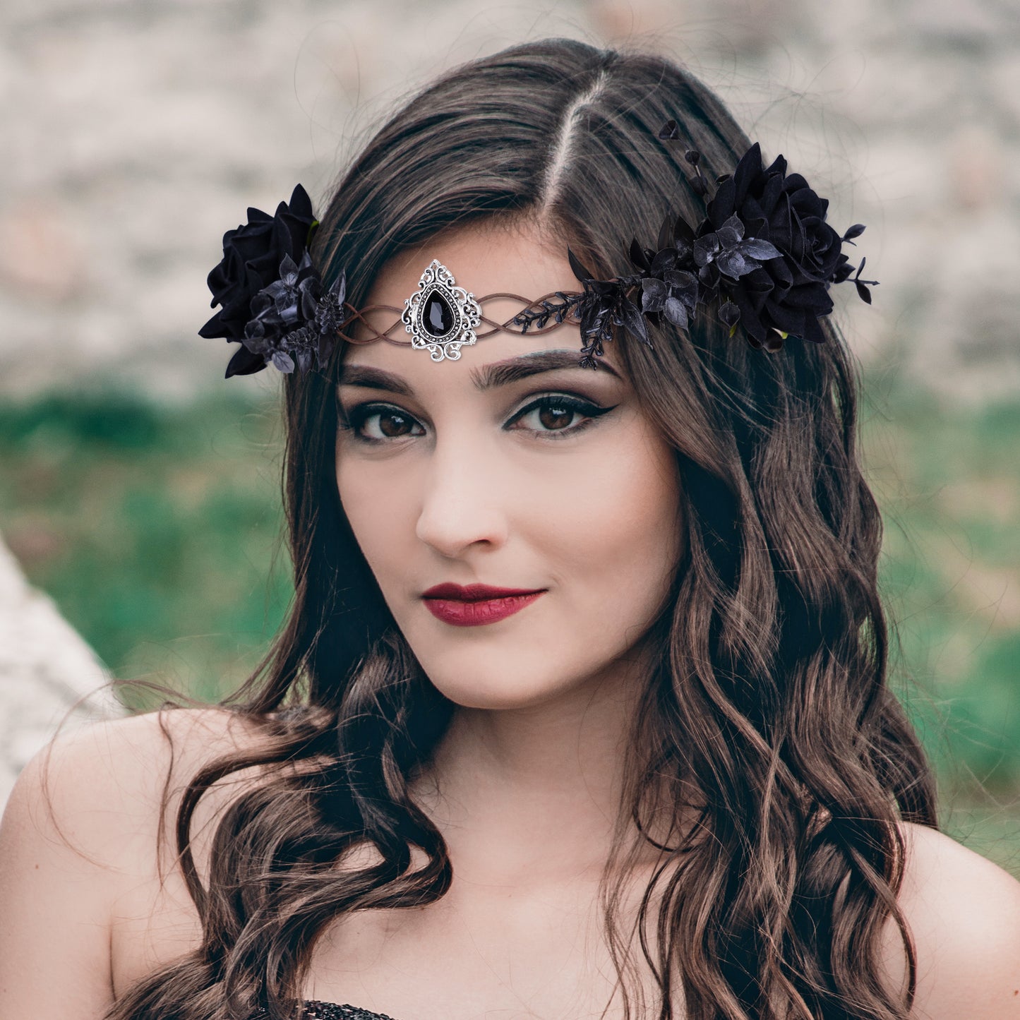 Black Flower Crown Braided: Fairy Headpiece