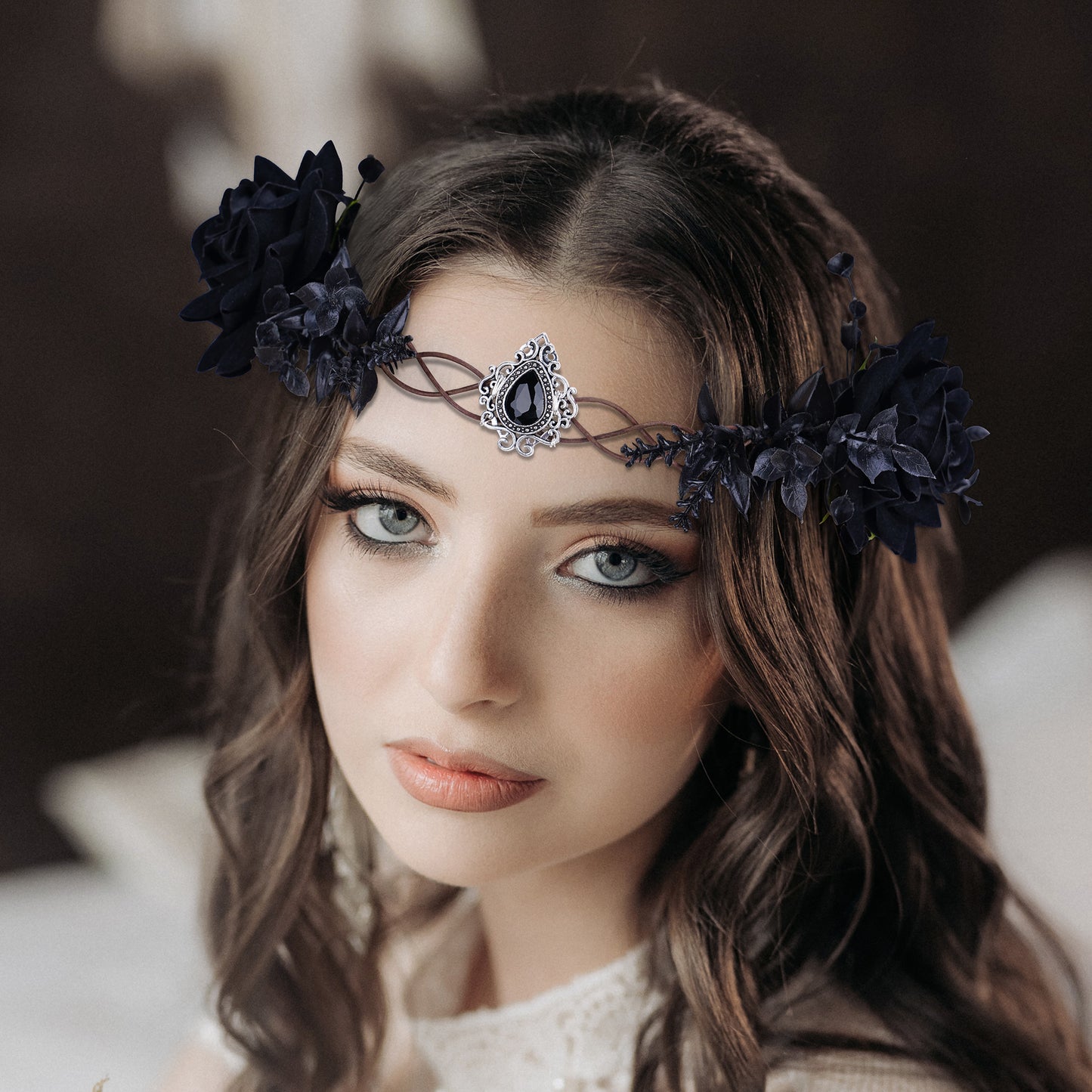 Black Flower Crown Braided: Fairy Headpiece