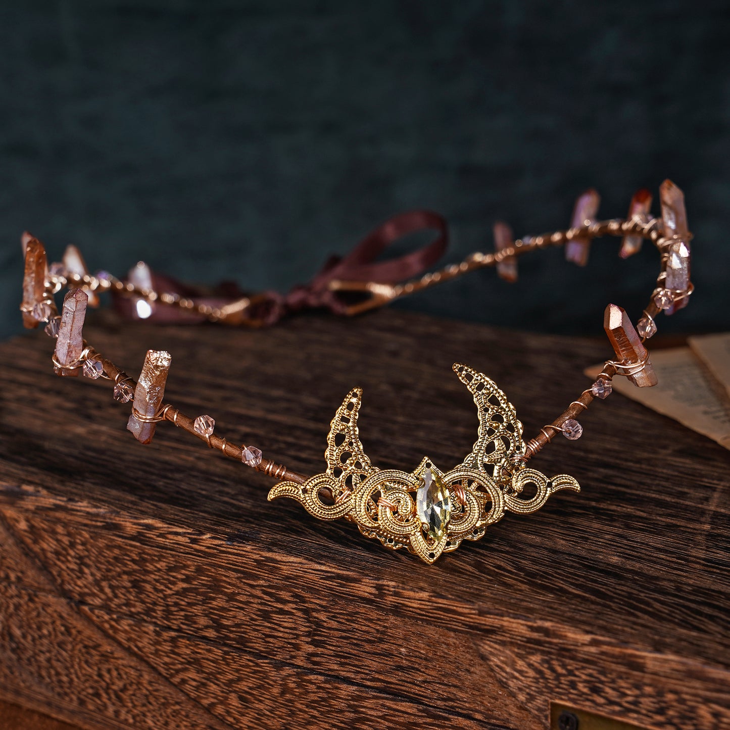 Gold Rhinestone Fairy Tiara: Viking Golden Crown