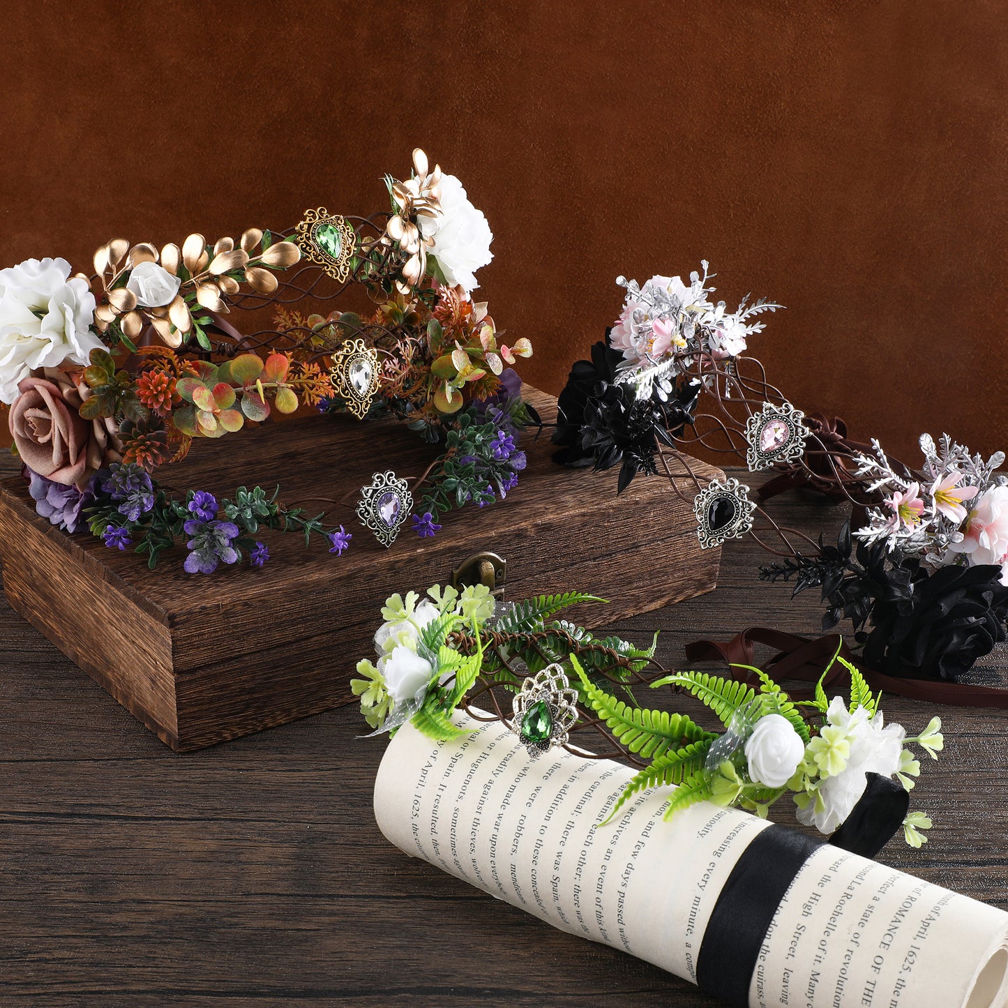 Black Flower Crown Braided: Fairy Headpiece