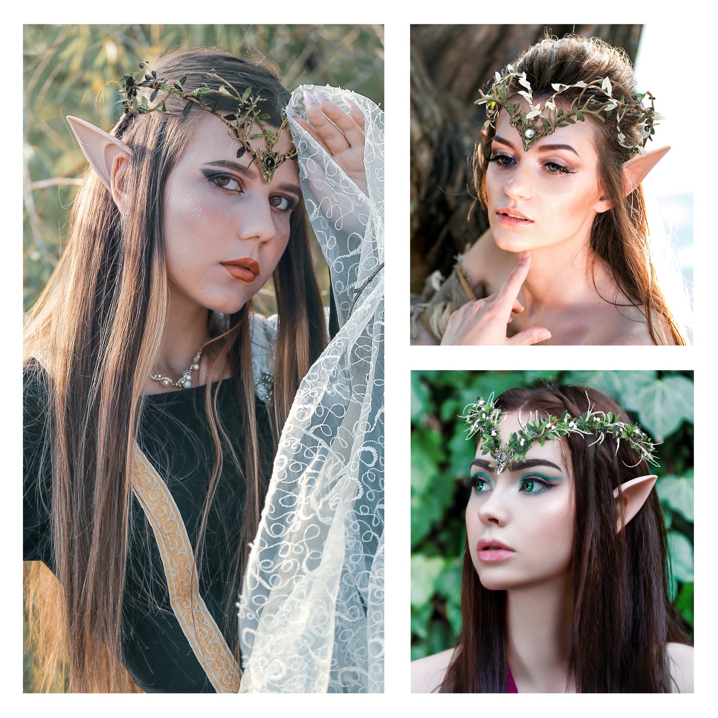 Elf Ears with Fairy Green Headpiece: Woodland Elf Crown