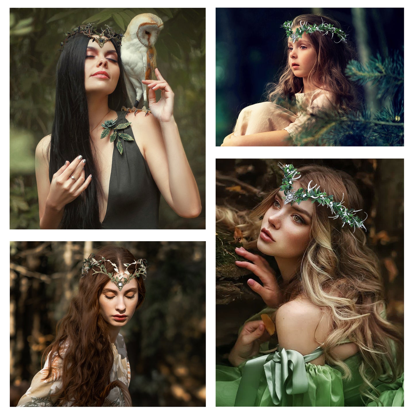 Dark Green Crown Fairy Forest Headpiece