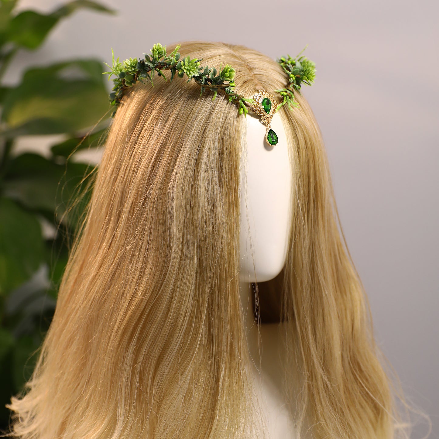 Green Fairy Flower Crown - Handmade Woodland Fairy Headpiece Forest Elf Tiara