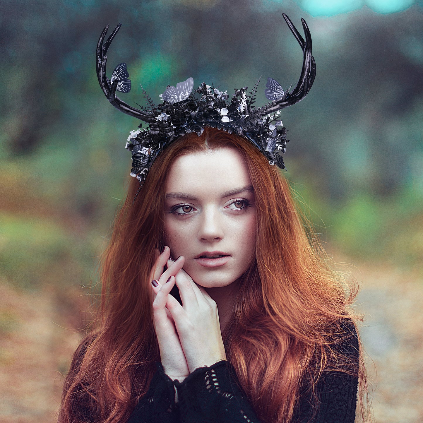 Black Elven Crown: Woodland Twig, Dark Vine, Fairy Headpiece