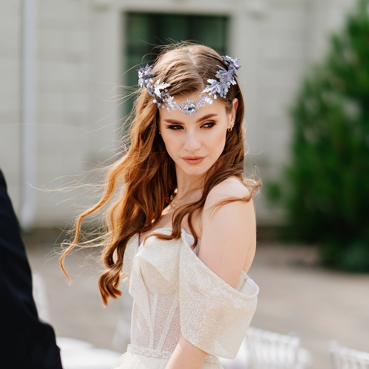 Greek Wedding Halo Crown: Bridal Goddess, Spike Headband, Sunflowers