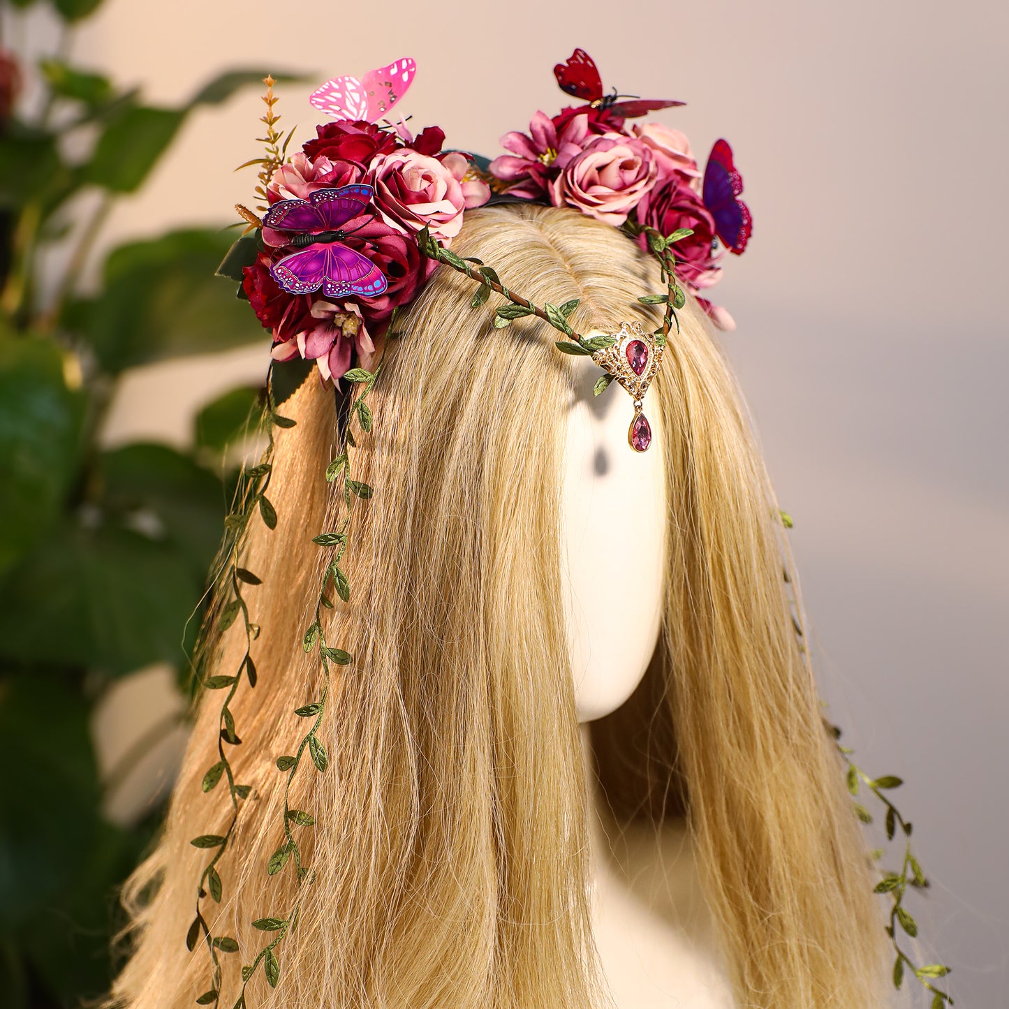 Purple Fairy Flower Crown - Elf Woodland Headpiece Floral Vine Headband