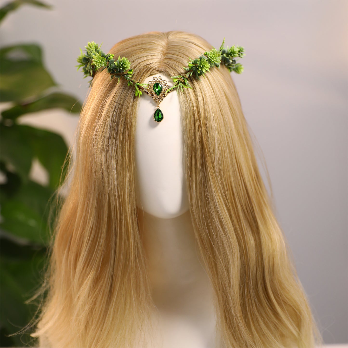 Green Fairy Flower Crown - Handmade Woodland Fairy Headpiece Forest Elf Tiara