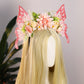 Pink Butterfly Fairy Crown - Flower Headband with Wings Woodland Floral Hairband Forest Elf Headpiece for Women