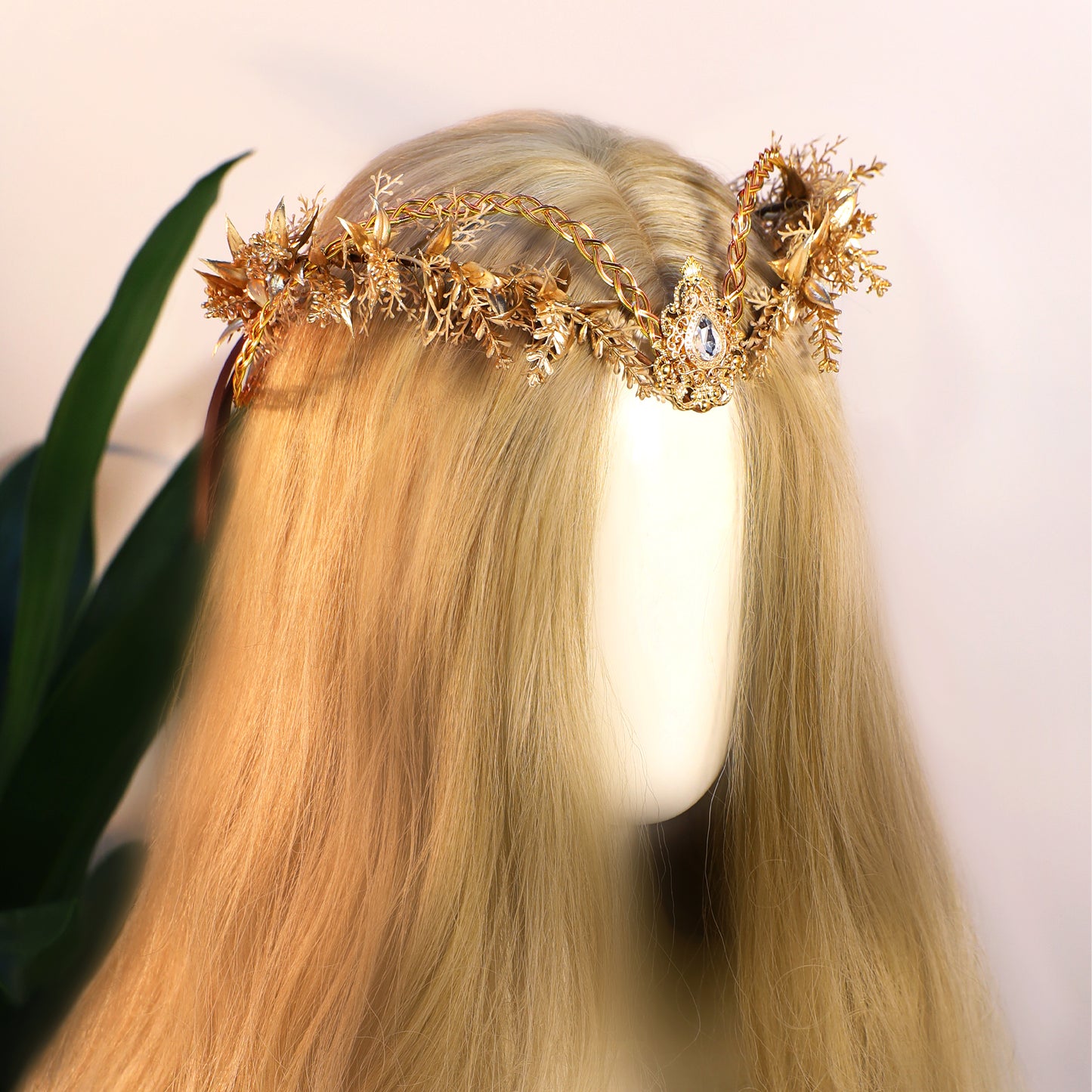 Gold Celtic Flower Crown - Medieval Fairy Crown Viking Floral Circlet