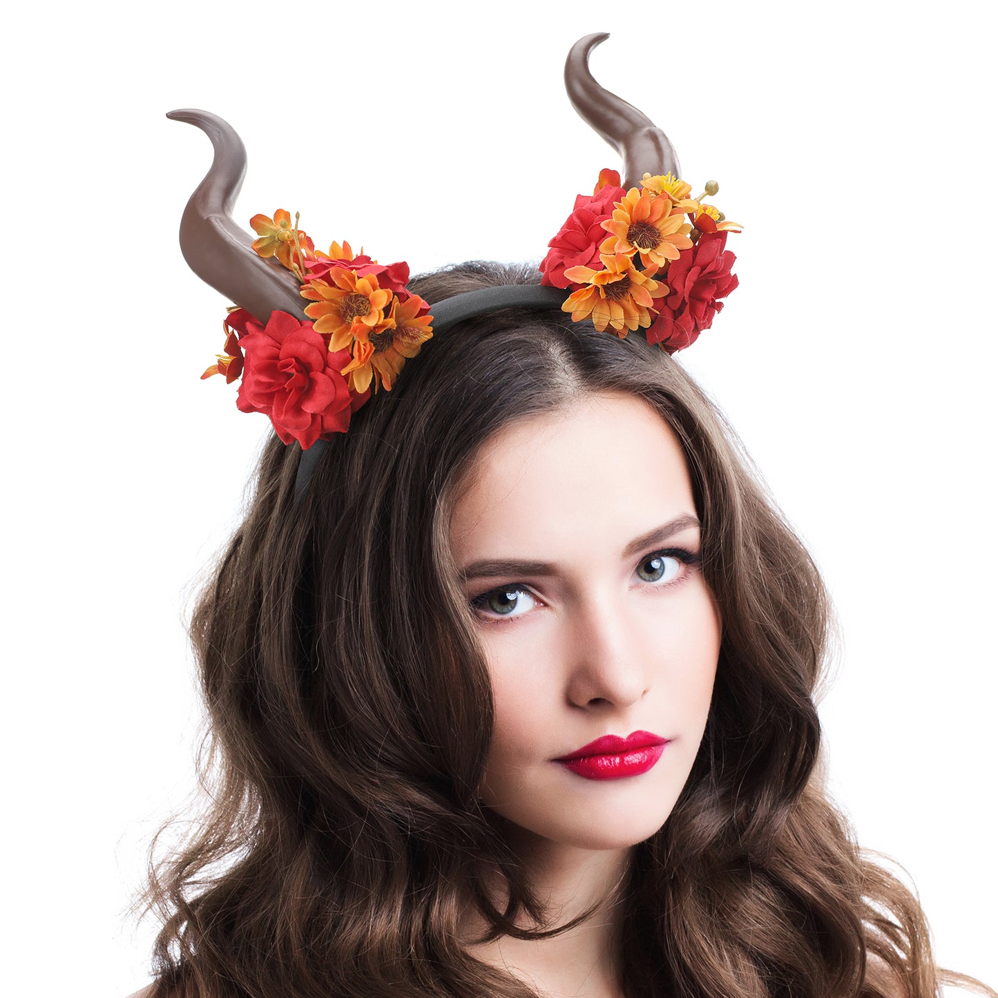 Flower Devil Horns Headband - Demon Horn Headband Floral Horns