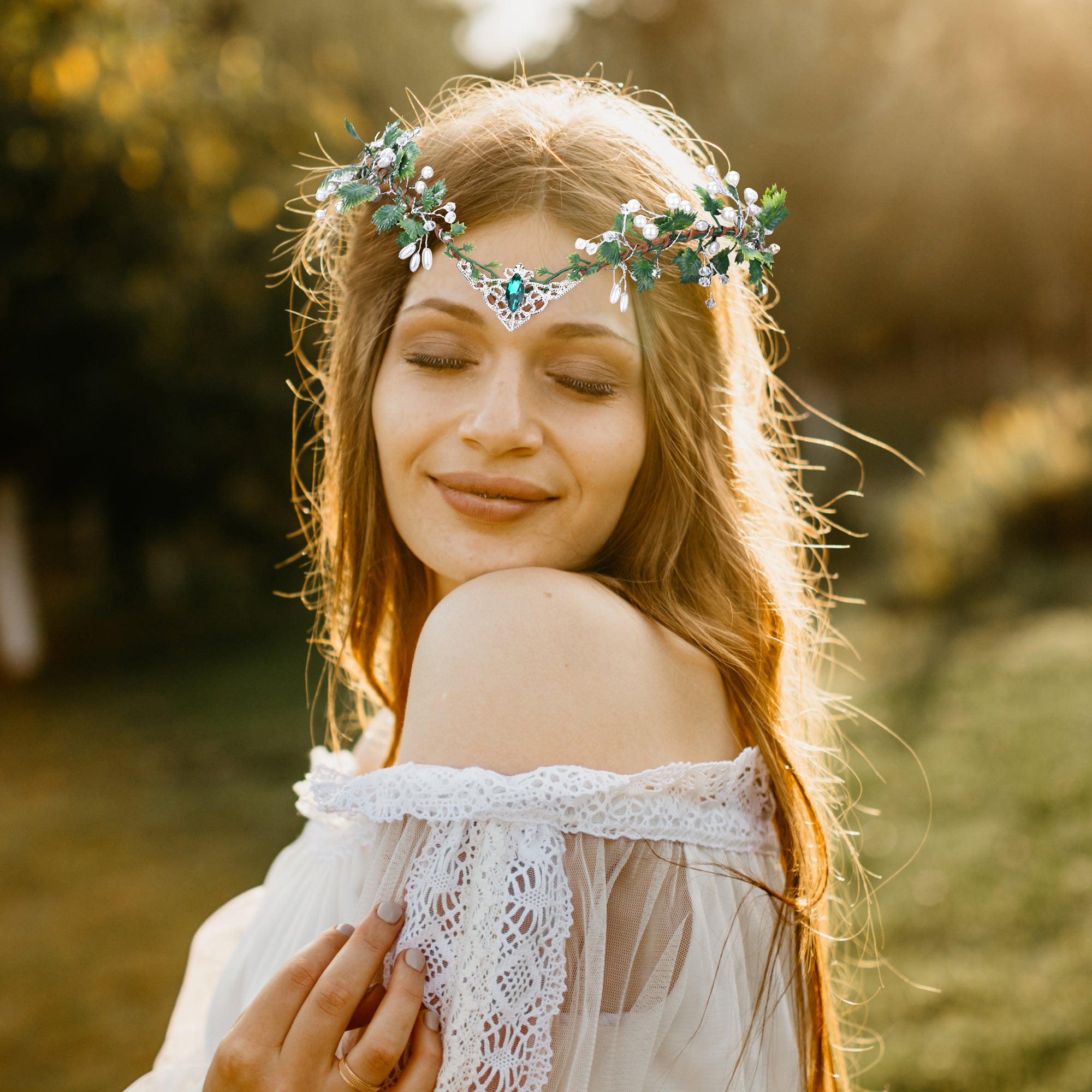 Crystal Flower Girl Hair Band – Tiara Head Piece With Beaded Accents – White