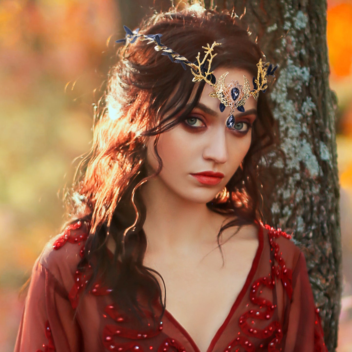 Dark Moon Elven Circlet Crown: Woodland Forest Elf Headpiece