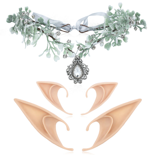 Elf Ears with Flower Crown: Soft Elven Ears, Fairy Headpiece