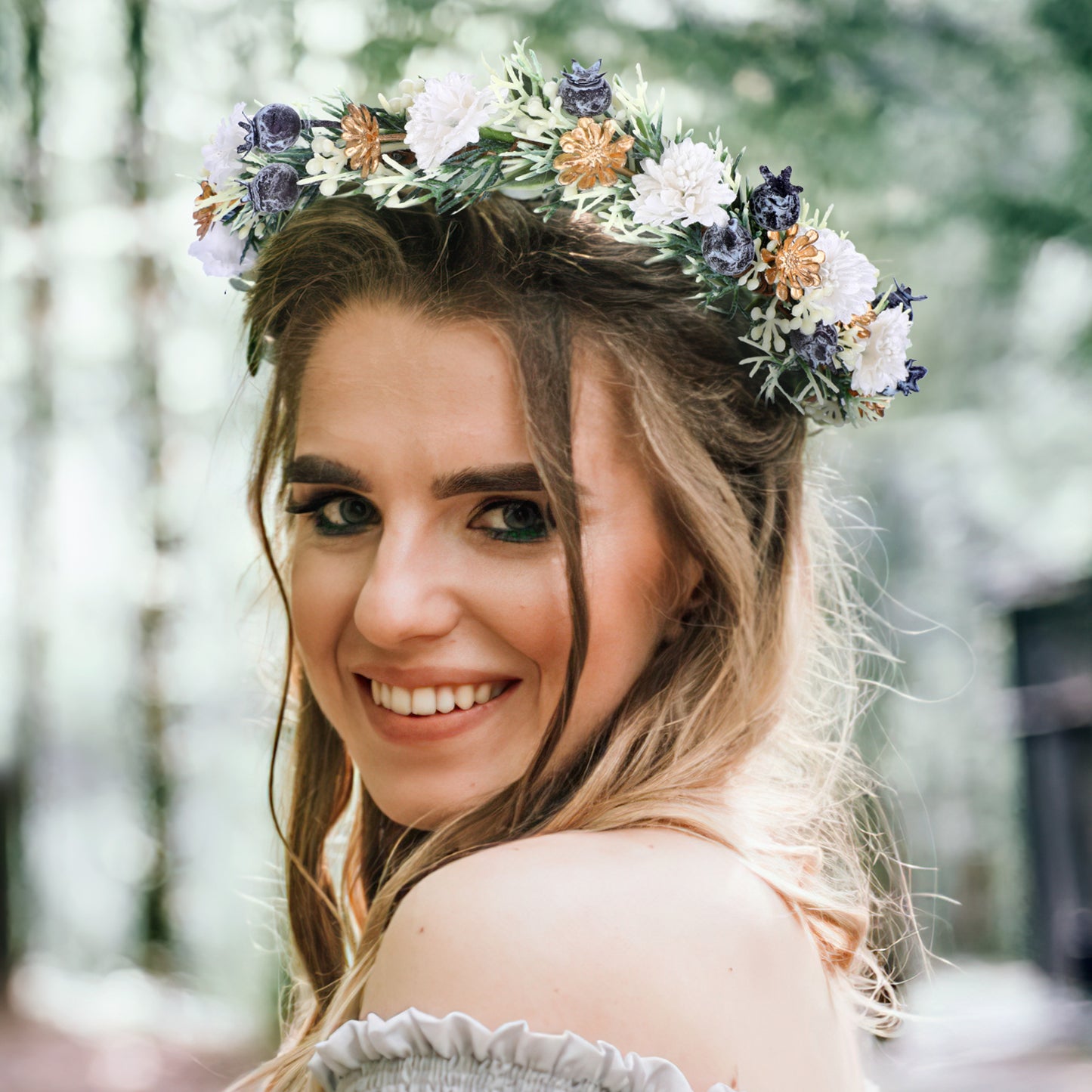 Flower Crown with Blueberries