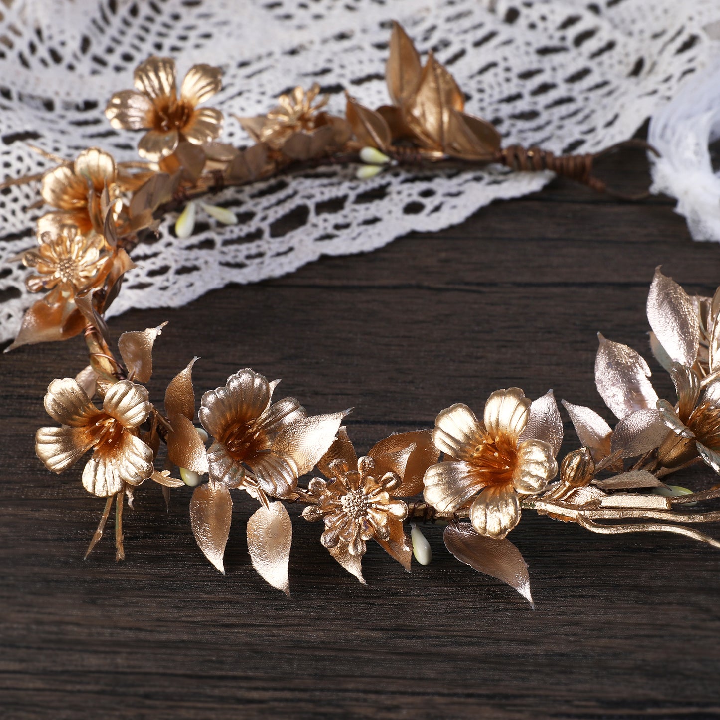 Gold Daisy Leaf Headpiece