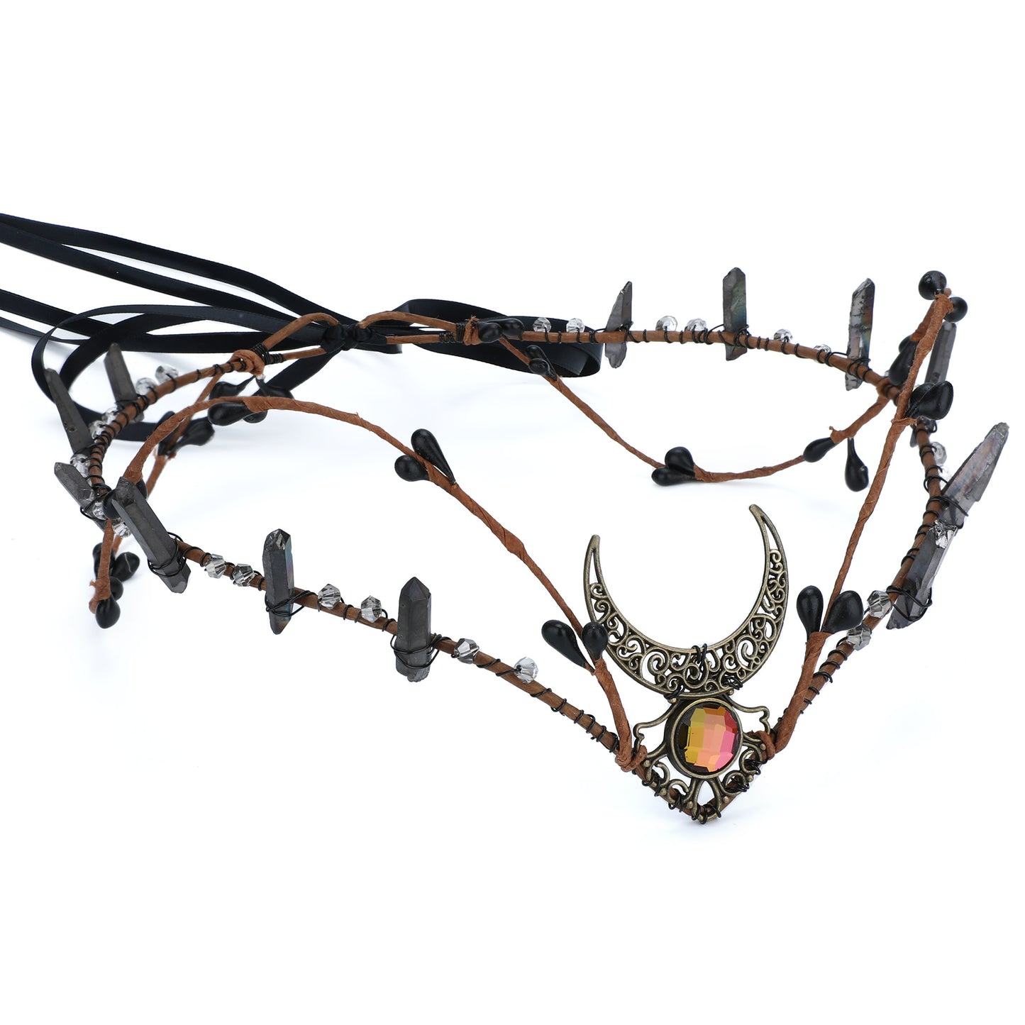 Black Crystal Crown Raw Quartz Headband