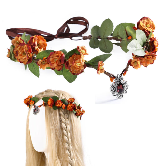 Orange Flower Crown: Fairy Headband, Elf Headpiece