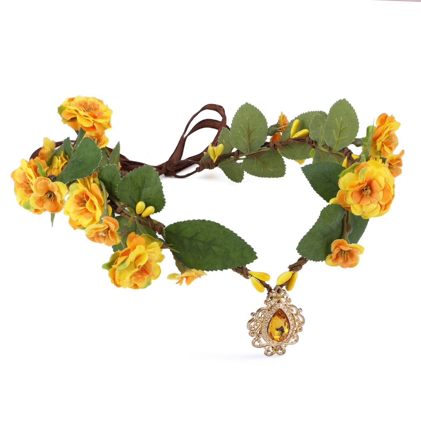 Handmade Yellow Rose Flower Crown: Fairy Floral Headband