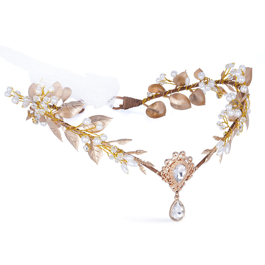 Fairy Flower Headband Gold Leaf Crown