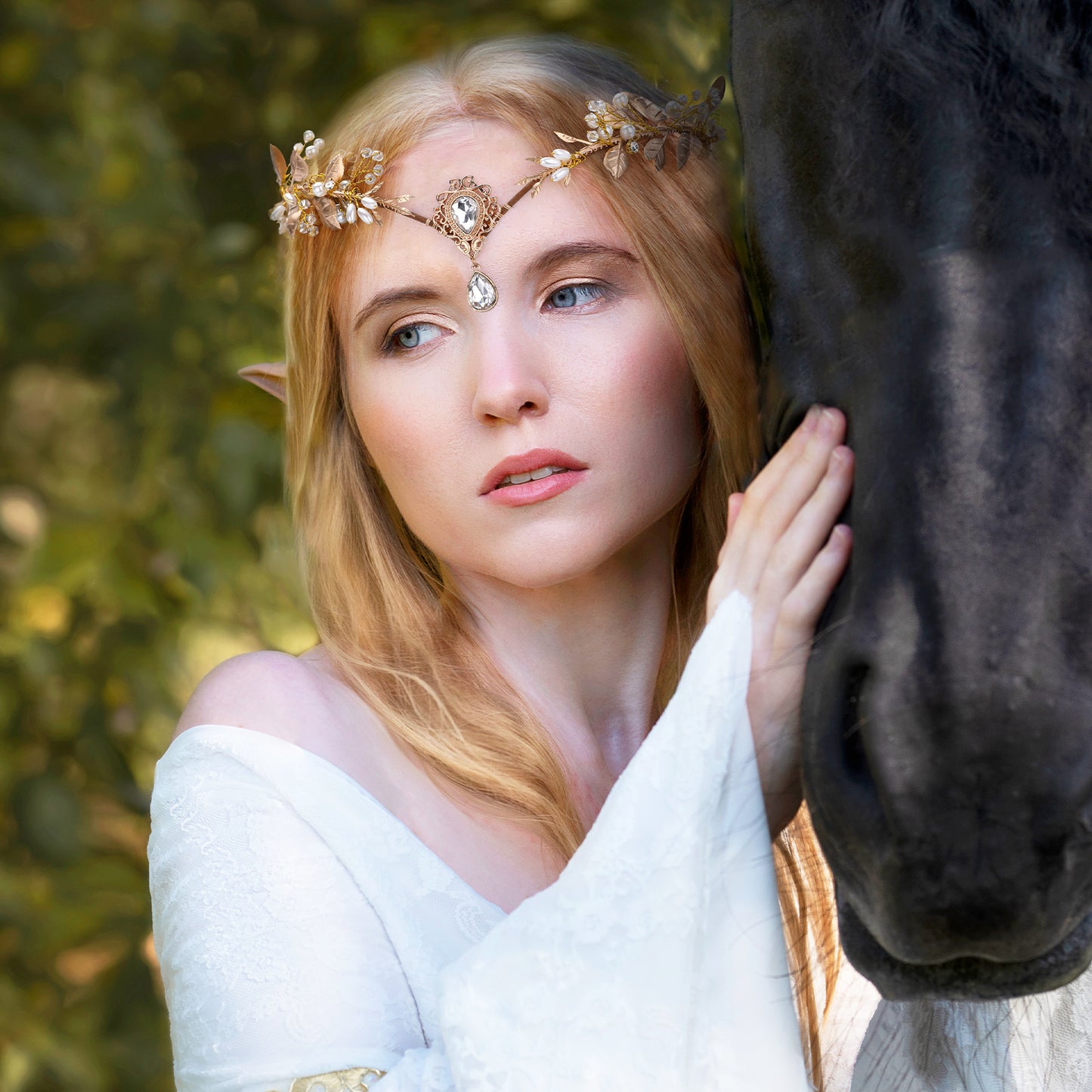 Fairy Flower Headband Gold Leaf Crown