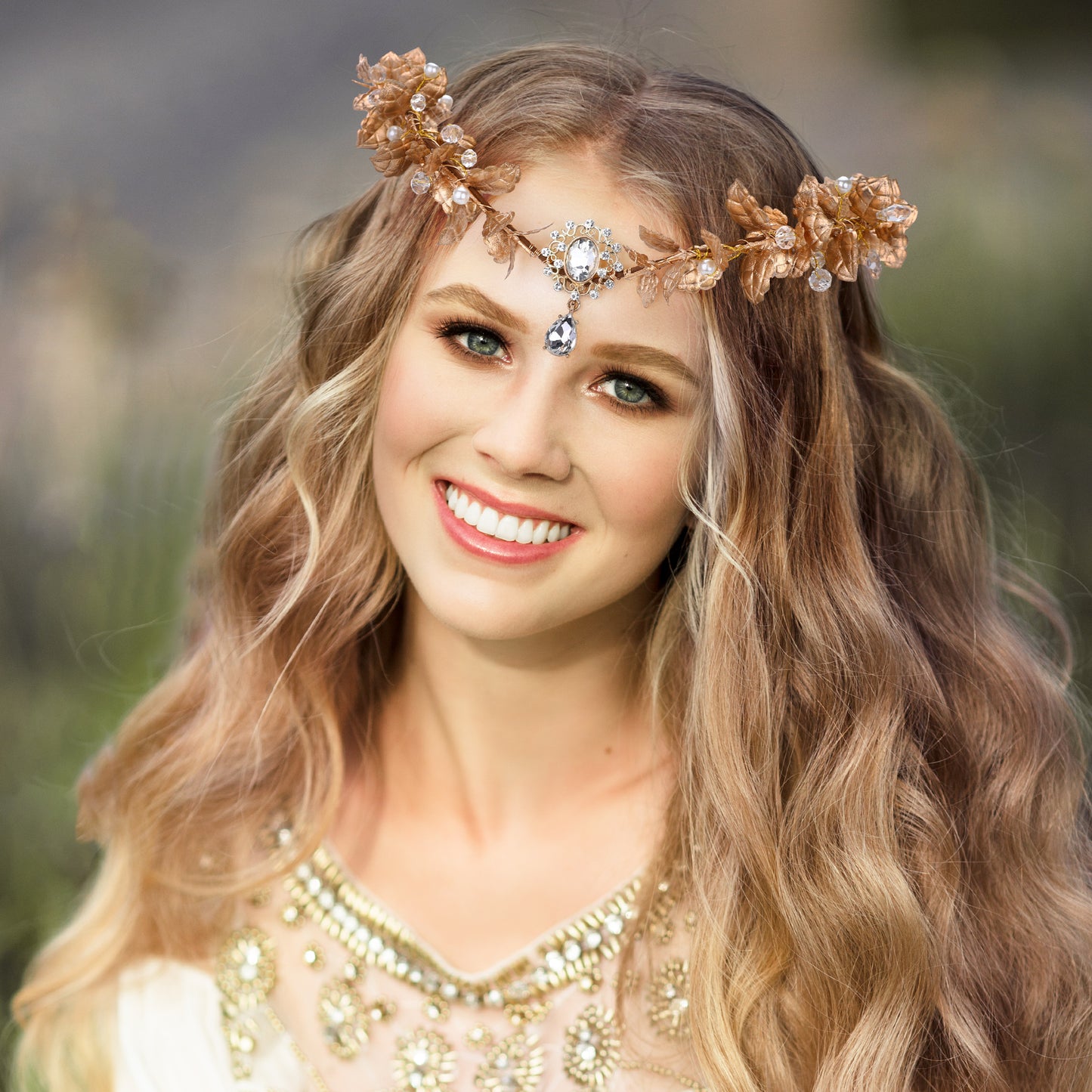 Gold Fairy Crown for Women Goddess Leaves Tiara