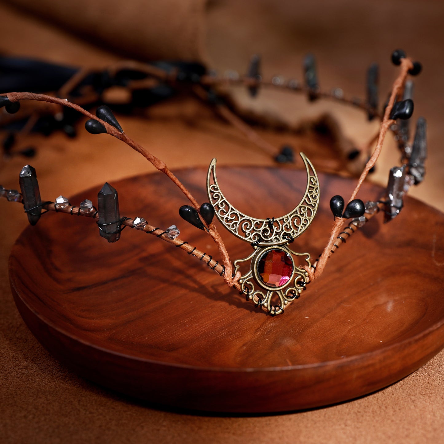 Black Crystal Crown Raw Quartz Headband