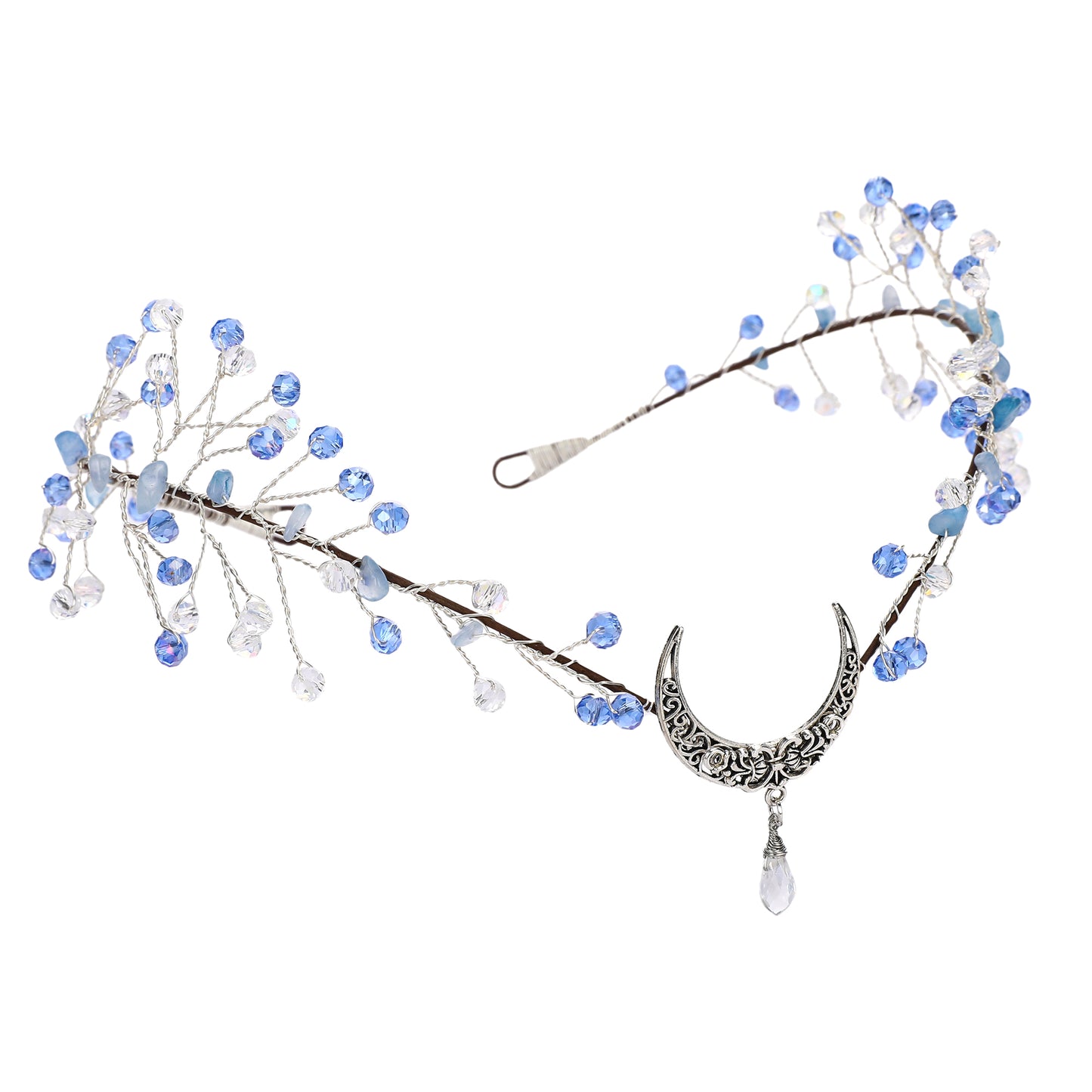 Blue Fairy Elf Crown - Elf Hairband Fariy Circlet Moon Crown White Elven Headpiece